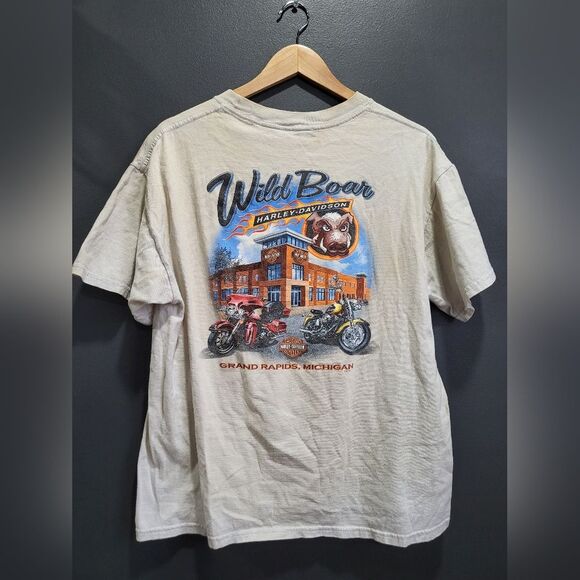 Vintage HARLEY DAVIDSON Wild Boar T-SHIRT GRAND RAPIDS MICHIGAN 2004 No Size Tag - Picture 1 of 15